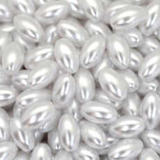 Pérola de Plástico ABS Arroz LDI Branca 10x6mm