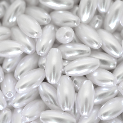 Perola de Plastico ABS Arroz Supreme Branca 12x6mm