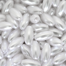 Perola de Plastico ABS Arroz Supreme Branca 12x6mm