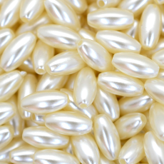 Pérola de Plástico ABS Arroz Supreme Creme 12x6mm