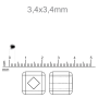 Vidrilho Quadrado Preciosa Ornela Prata Transparente 78102 3,4x3,4mm