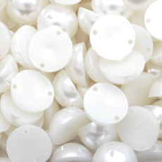 Meia Perola de Plastico ABS 2 furos Supreme Branca 12mm