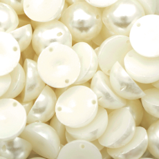 Meia Perola de Plastico ABS 2 furos Supreme Creme 12mm