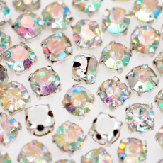Strass Engrampado para costura Supreme Cristal Aurora Boreal Prateado SS16 = 3,80mm