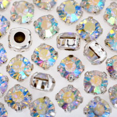 Strass Engrampado Prateado para costura Supreme Cristal Aurora Boreal SS30 = 6,4mm