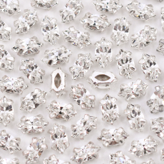 Navete Engrampado Prateado para costura Cristais Preciosa® Cristal 6x3mm