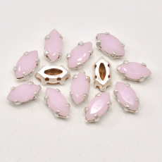 Strass Navete Engrampado Prateado para costura Preciosa Rose Alabaster 8x4mm