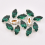 Strass Navete Engrampado Prateado para costura Preciosa Emerald 8x4mm