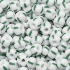 Miçanga Preciosa® Ornela Branco 4 Tiras Verde Rajado Fosco (03850) 9/0 aprox. 2,6mm