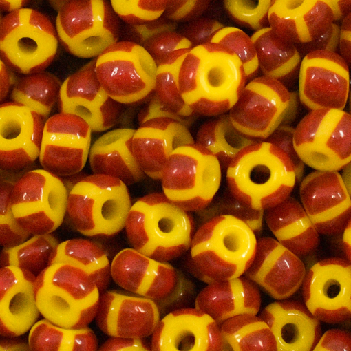 Micanga Preciosa Ornela Amarelo 8 Tiras Bordo e 4 Laranja Fosco 83190 50 aprox. 4,6mm