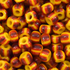 Miçanga Preciosa® Ornela Amarelo 8 Tiras Laranja 4 Tiras Bordo Fosco (83910) 5/0 aprox. 4,6mm