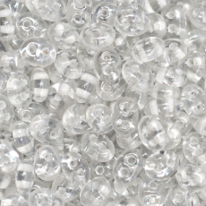 Miçanga Twin Preciosa® Ornela Cristal e Branco Lined (38602) 2,5X5mm