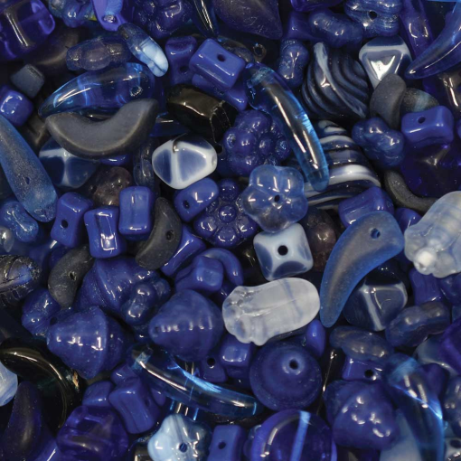 Conta de Vidro Preciosa Ornela Mix de Murano Azul Heliotrope Tamanhos Diversos