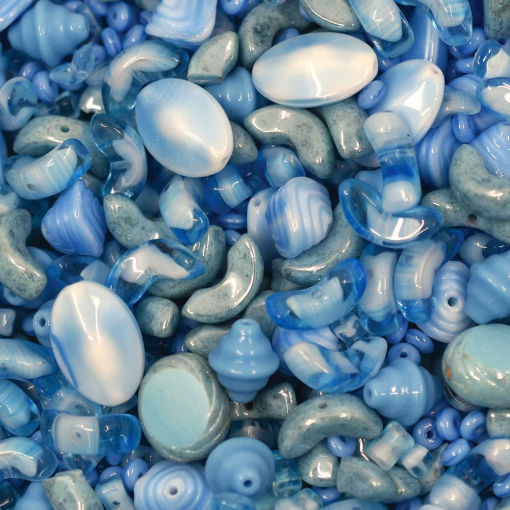 Conta de Vidro Preciosa Ornela Mix de Murano Azul Maya Tamanhos Diversos