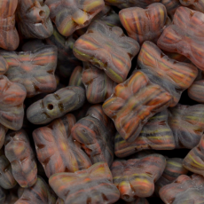 Conta de Vidro Preciosa® Ornela Borboleta Marrom Coral Mesclado (9380) 10x7mm