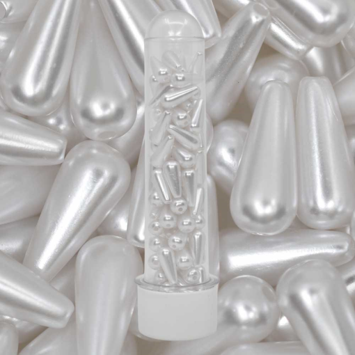 Perola de Plastico ABS Gota LDI Branca 14x6mm