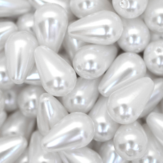 Perola de Plastico ABS Gota Supreme Branca 16x10mm