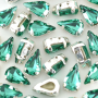 Strass Gota Engrampado Prateado Supreme para costura Emerald 10x6mm