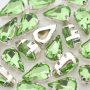 Strass Gota Engrampado Prateado Supreme para costura Peridot 10x6mm