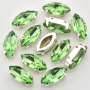 Strass Navete Engrampado Prateado Supreme para costura Peridot 10x5mm