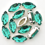 Strass Navete Engrampado Prateado Supreme para costura Emerald 15x7mm