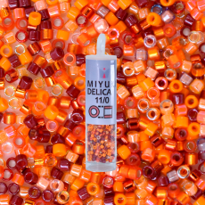 Miçanga Miyuki Delica Mix Tons Laranja e Vinho 11/0 = 1,6mm