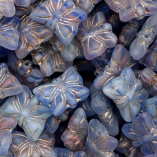 Conta de Vidro Preciosa® Ornela Borboleta Safira Coral Dourado (3196) 15x11mm