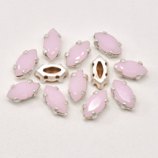 Strass Navete Engrampado para costura Preciosa Rose Alabaster Prateado 6x3mm
