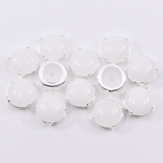 Cabuchon Engrampado para costura  Collection Czech Crystal  Branco Prateado 12mm
