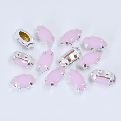 Strass Navete Engrampado Preciosa para costura Rose Alabaster Prateado 10x5mm