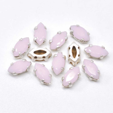 Navete Engrampado Preciosa® para costura Rose Alabaster Prateado 10x5mm