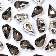Gota Engrampado Prateado para costura Supreme Black Diamond 10x6mm