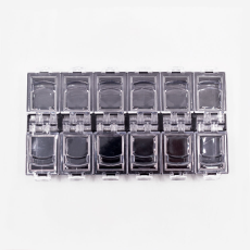 Caixa Organizadora Transparente Base Preta com 12 Divisorias 13,0x6,9x1,4 cm