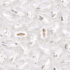 Strass Navete Engrampado Prateado para costura Supreme Cristal 8x4mm