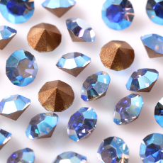 Strass Mc Chaton Preciosa® art. 431 11 111 base cônica Safira Aurora Boreal SS34 = 7mm