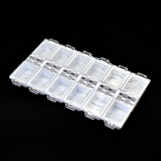 Caixa Organizadora Transparente Base Branca com 12 Divisorias 13,0x6,9x1,4cm