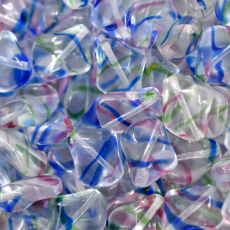 Conta de Vidro Preciosa® Ornela Losango Torcido Colorido Mesclado (08006) 14x13mm