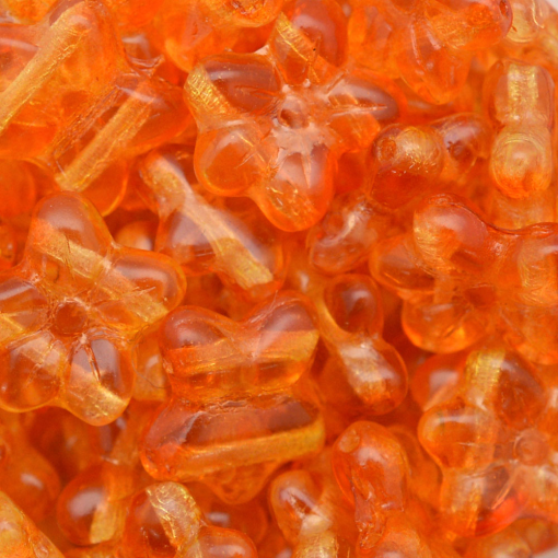 Conta de Vidro Preciosa Ornela Margarida 2 furos Laranja Transparente 90030 12x14mm