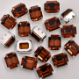 Strass Octagonal Engrampado Prateado para costura Preciosa Smoked Topaz 10x8mm