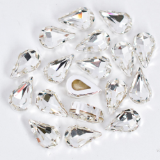Strass Gota Engrampado Prateado para costura Supreme Cristal 13x7,8mm