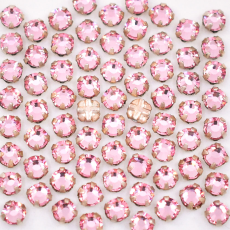 Strass Chaton Rose Engrampado Prateado para costura  Cristais Preciosa Light Rose SS10  2,7mm