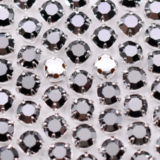 Strass Engrampado para costura Prateado Collection Czech Crystal Jet Hematite SS16  3,80mm