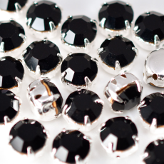 Strass Engrampado  Prateado para costura Preciosa Jet SS34 = 7mm