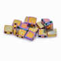 Micanga de Vidro Miyuki Tila Beads 2 Furos Purple Gold Iris Metalica TL1885x5x1,9mm