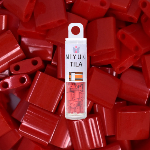 Micanga de Vidro Miyuki Tila Beads 2 Furos Vermelho Fosca TL4085x5x1,9mm