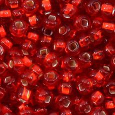 Miçanga Preciosa® Ornela Vermelho Transparente Furo Quadrado (97070) 6/0 aprox. 4,1mm