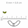 Conta de Vidro Preciosa Ornela Meia Lua Agua Branco Lined Colorido 65014 8mm