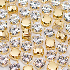 Strass Engrampado Dourado para costura Cristais Preciosa® Cristal SS24 = 5,2mm
