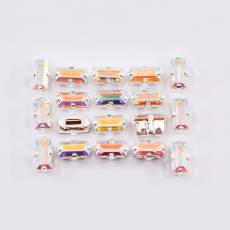 Strass Baguete Engrampado Prateado para costura Cristais Preciosa Cristal Aurora Boreal 5x2,5mm