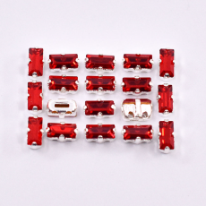 Baguete Engrampado Prateado para costura Cristais Preciosa Light Siam 5x2,5mm